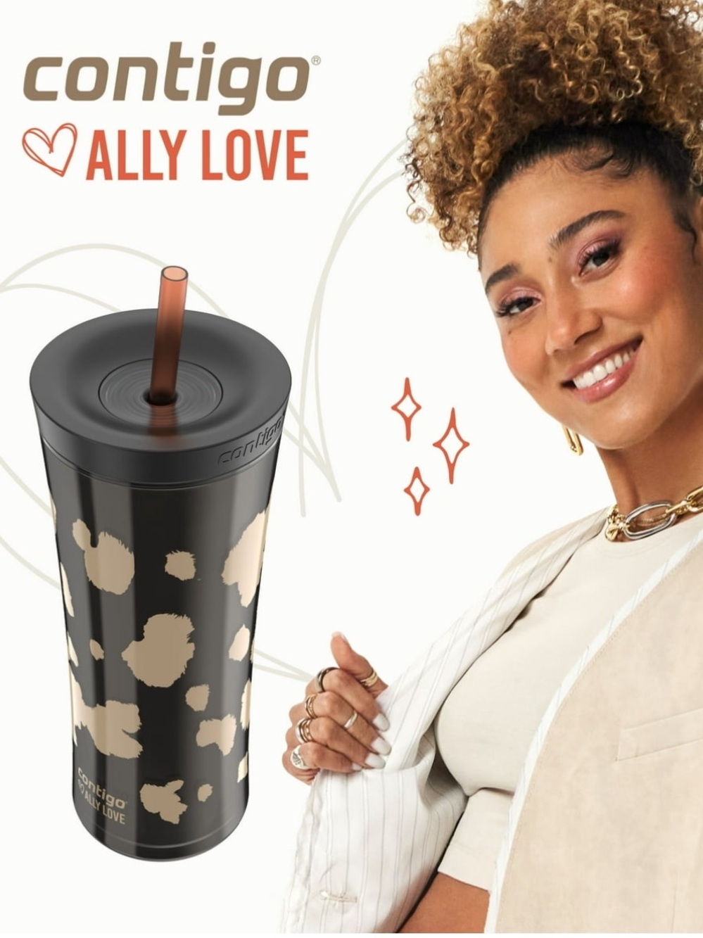 Contigo 20oz Shake & Go Tumbler, Ally Love, Licorice Cowhide Couture Bottle